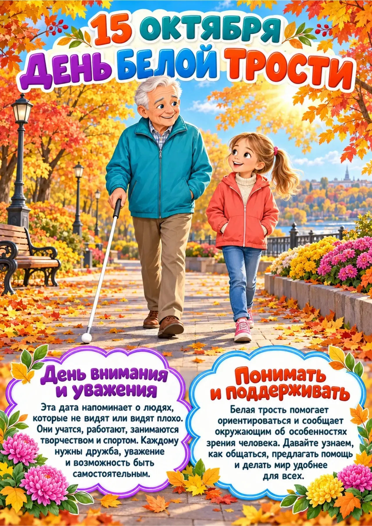 Международный день Белой трости — это не праздник, это своеобразный знак беды, напомина...