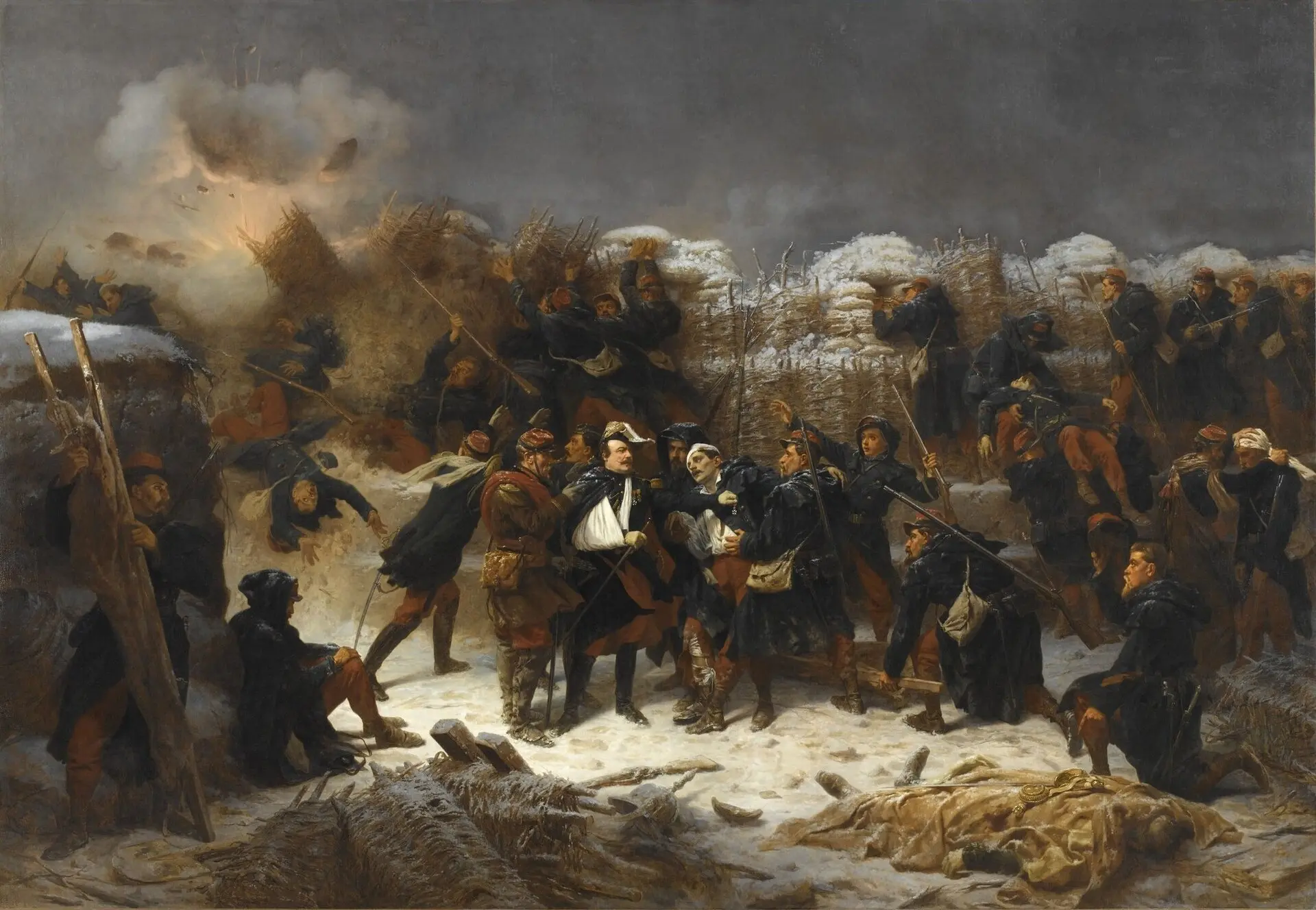 Вид Севастополя с изображением осады города. Автор — Jules Rigo, 1859.