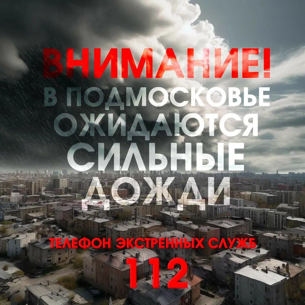 МЧС объявило экстренное предупреждение в Подмосковье из-за сильных дождей до утра понед...