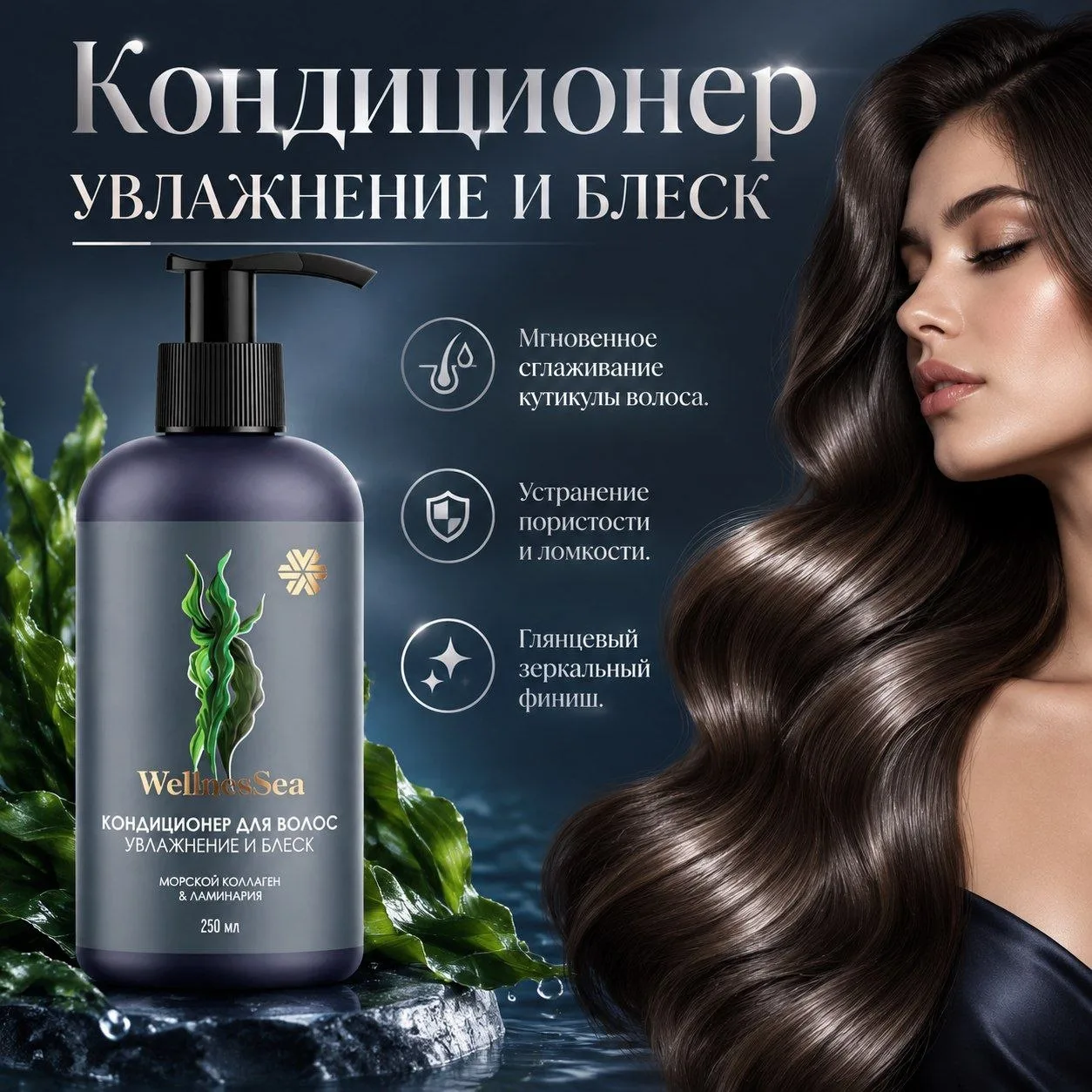 Кондиционер «Увлажнение и блеск» Wellness Sea. Он необходим, чтобы «запечатать» полезны...