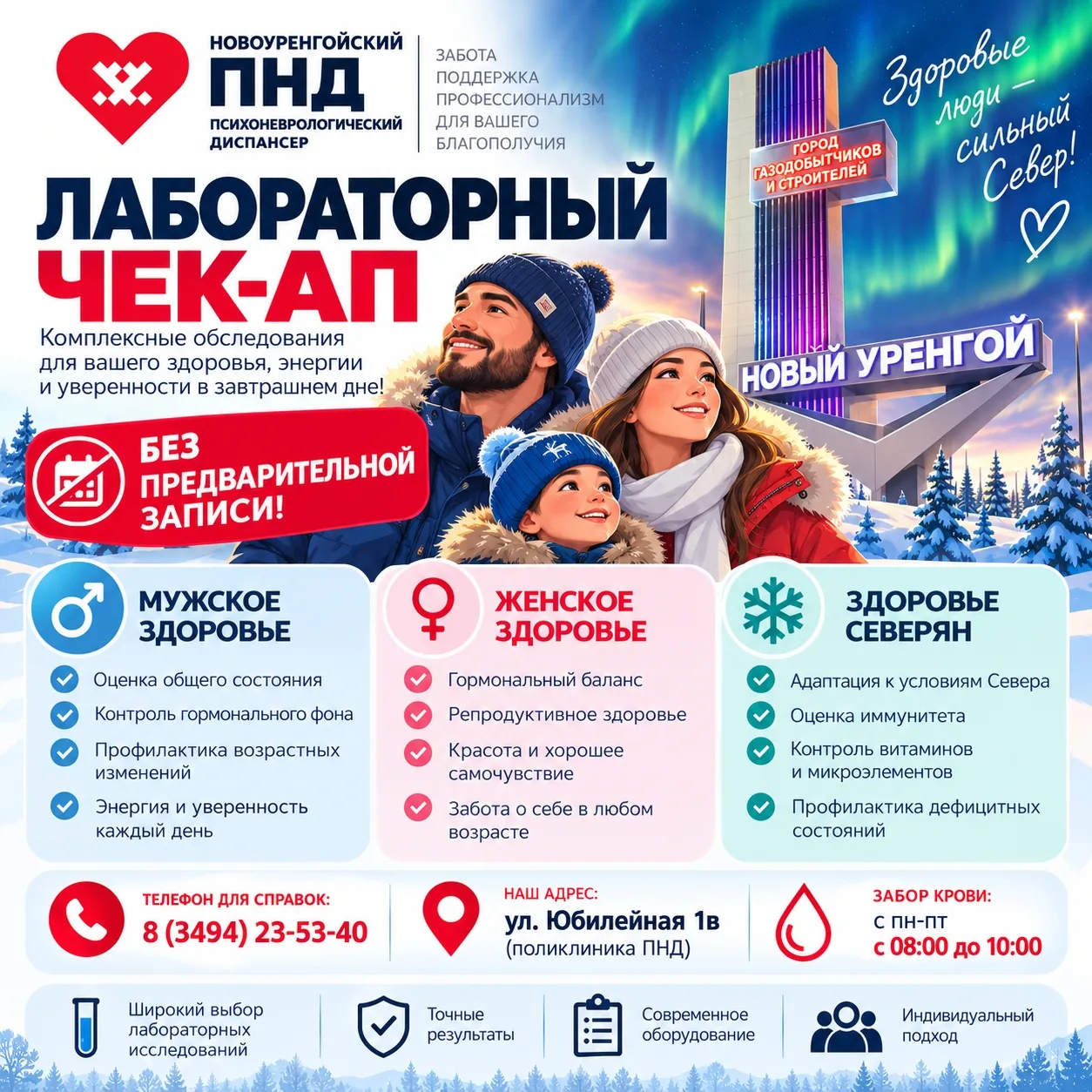 🏥 Лабораторный чек-ап от Новоуренгойского ПНД — проверьте здоровье, не откладывая!