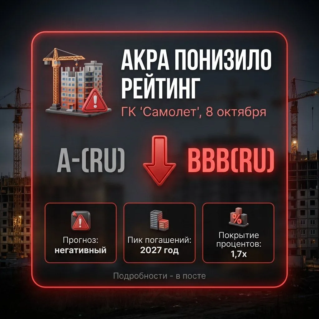 ⚠️ АКРА понизило рейтинг «Самолета»