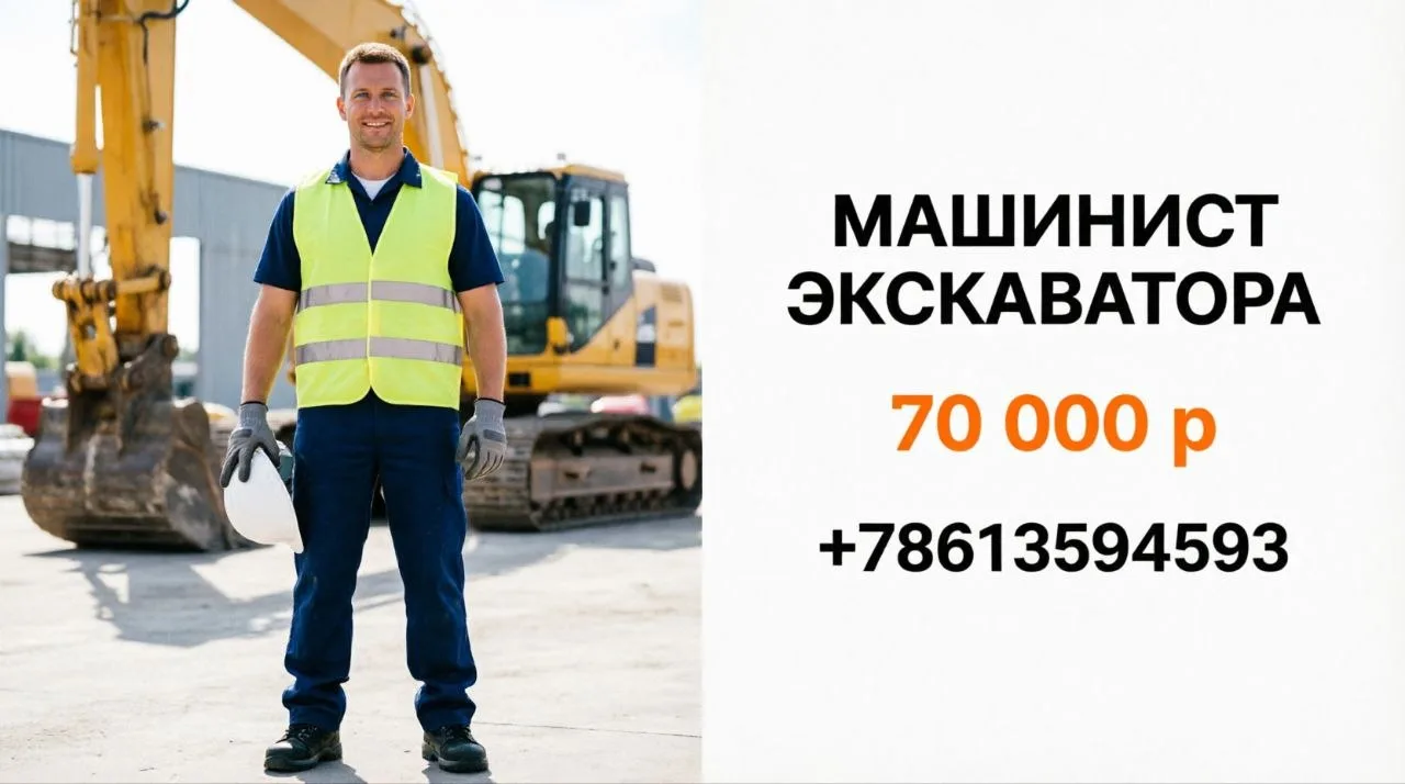 МАШИНИСТ ЭКСКАВАТОРА | 70 000 р