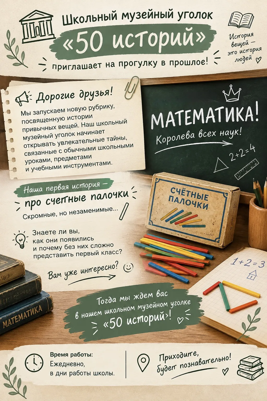 🏫 Школьный музейный уголок «50 историй» приглашает на прогулку в прошлое!
