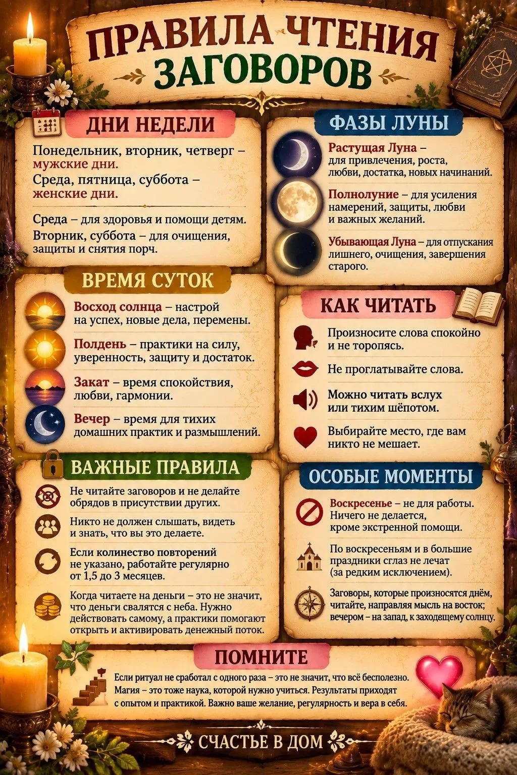 🌙 ПРАВИЛА ЧТЕНИЯ ШЕПОТКОВ И ЗАГОВОРОВ 🕯️Перед любой практикой важно настроиться споко...