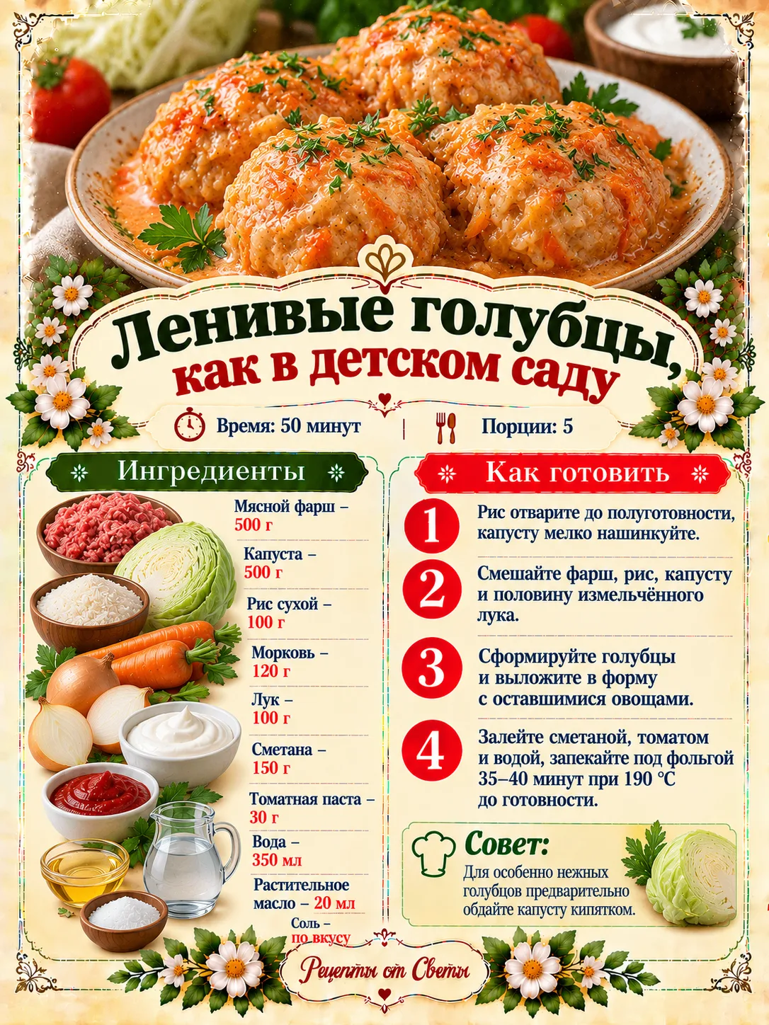 🥬 Ленивые голубцы, как в детском саду, когда хочется знакомого с детства вкуса, а вози...