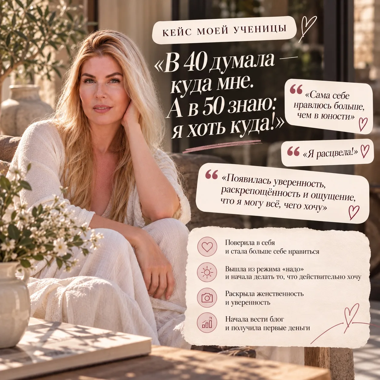 «В 40 думала — куда мне. А в 50 знаю: я хоть куда!»