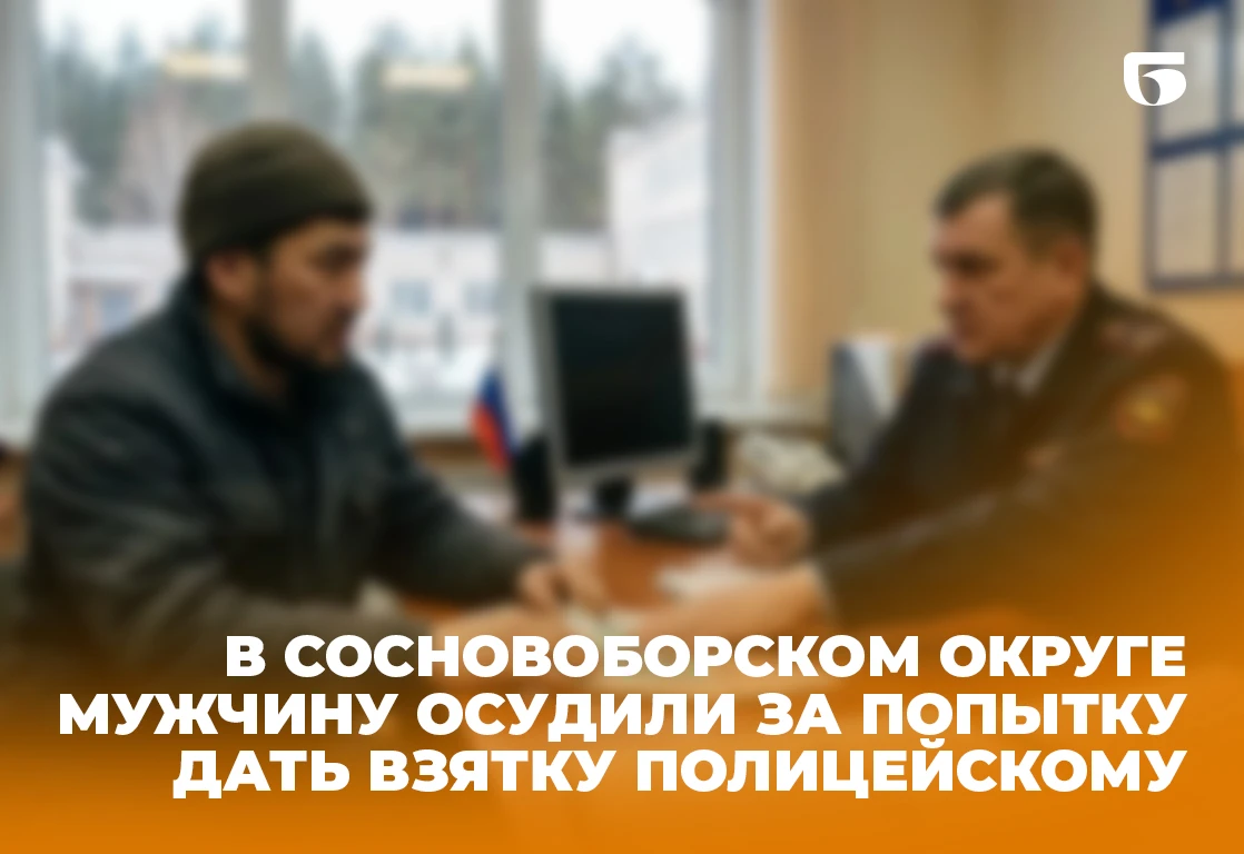 В Сосновоборском округе мужчина попытался дать полицейскому взятку в 50 тысяч рублей