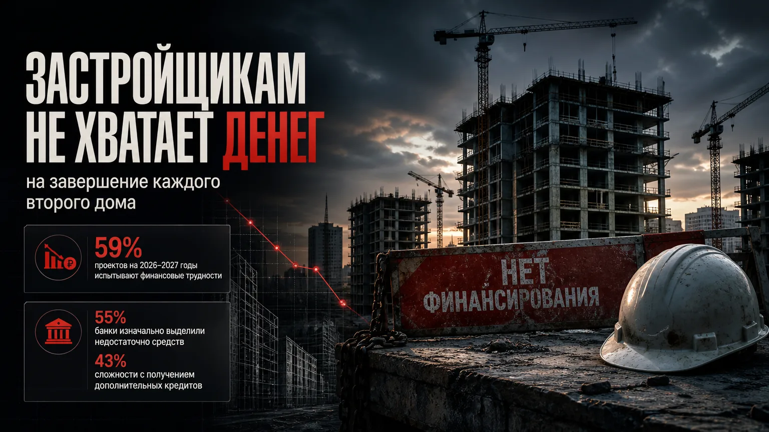 🏗 Застройщикам не хватает денег на завершение каждого второго дома