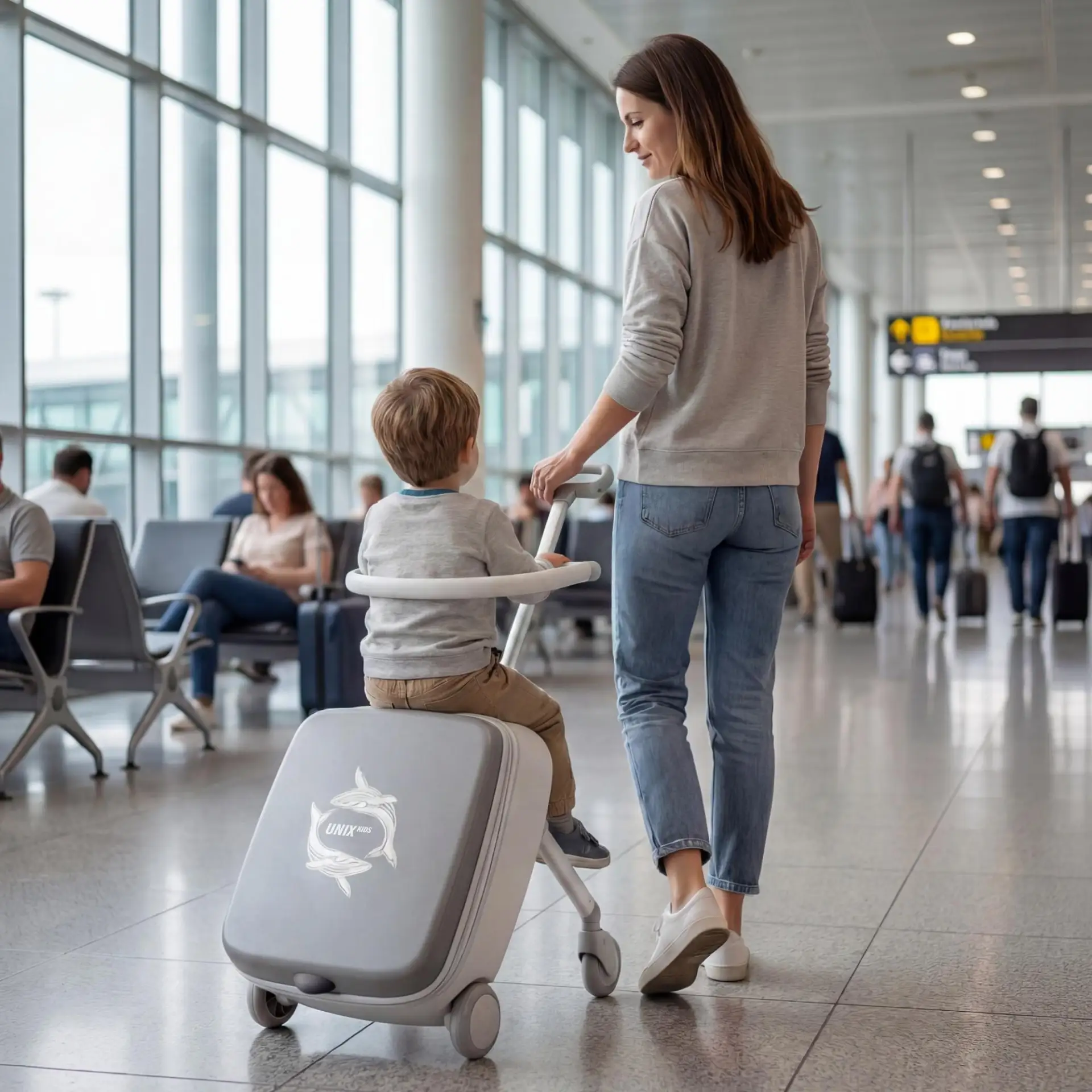 Чемодан UNIX Kids Коляска / Stroller Classic серый