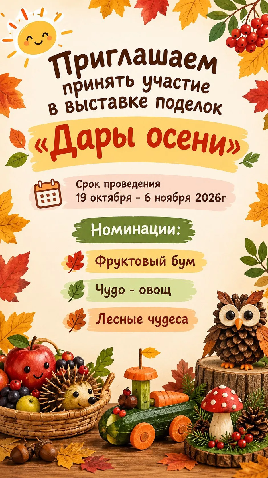 💥Приглашаем вас принять участие в  выставке осенних поделок.