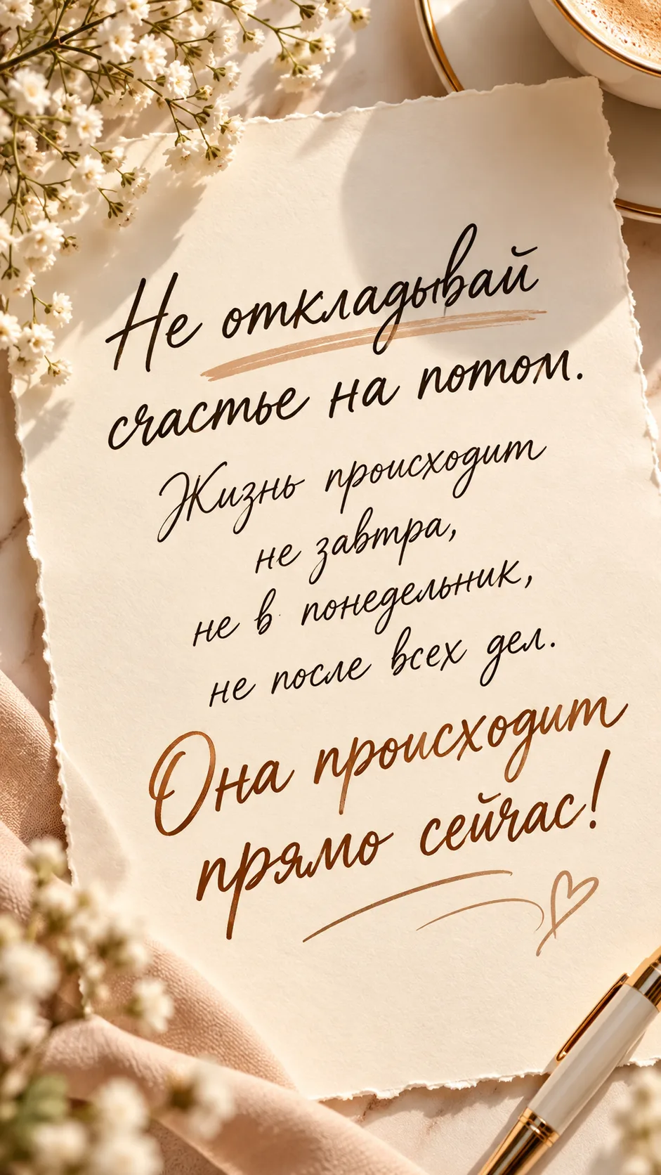 🤍 Пусть эта нежная открытка напоминает каждому, что счастье начинается именно сегодня,...