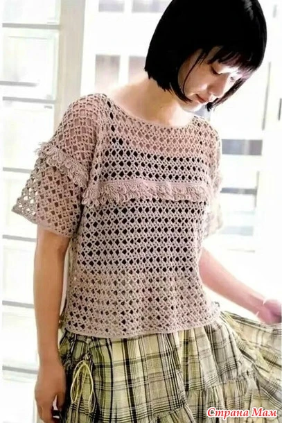Ажурный джемпер крючком из японского журнала ❤️.