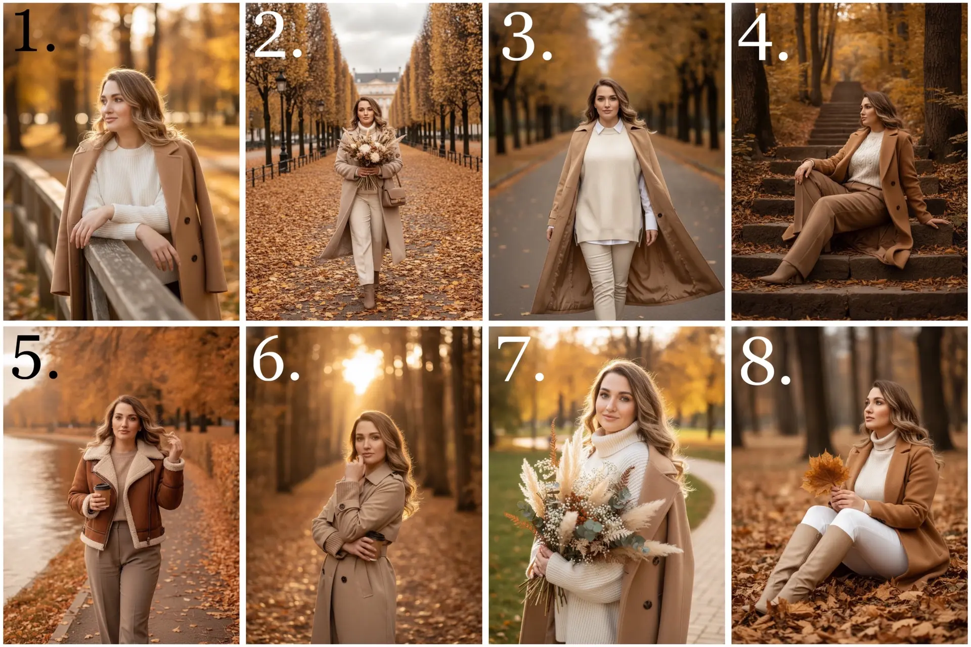 Промты для женской фотосессии «Осень в бежевом» 💜