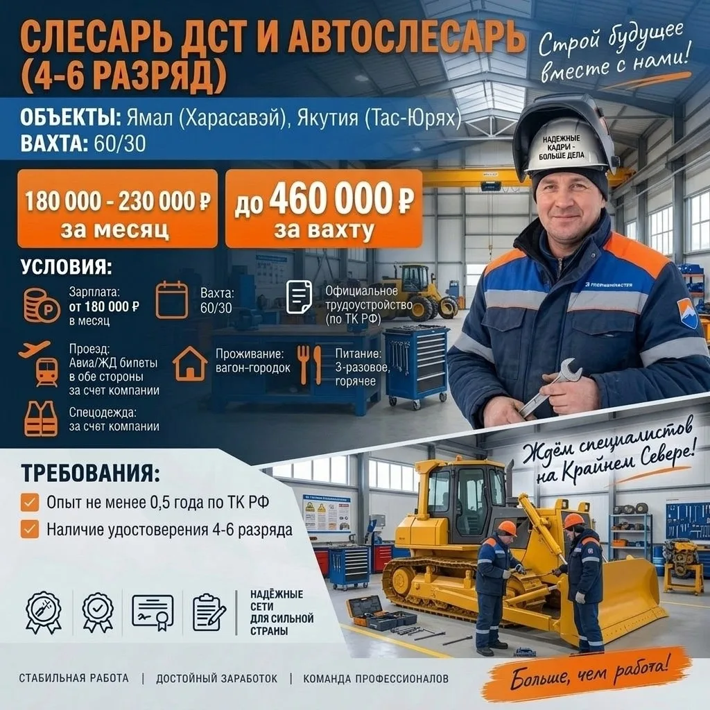 Требуются автослесаря и слесаря ДСТ 4-6 разряда 🚜