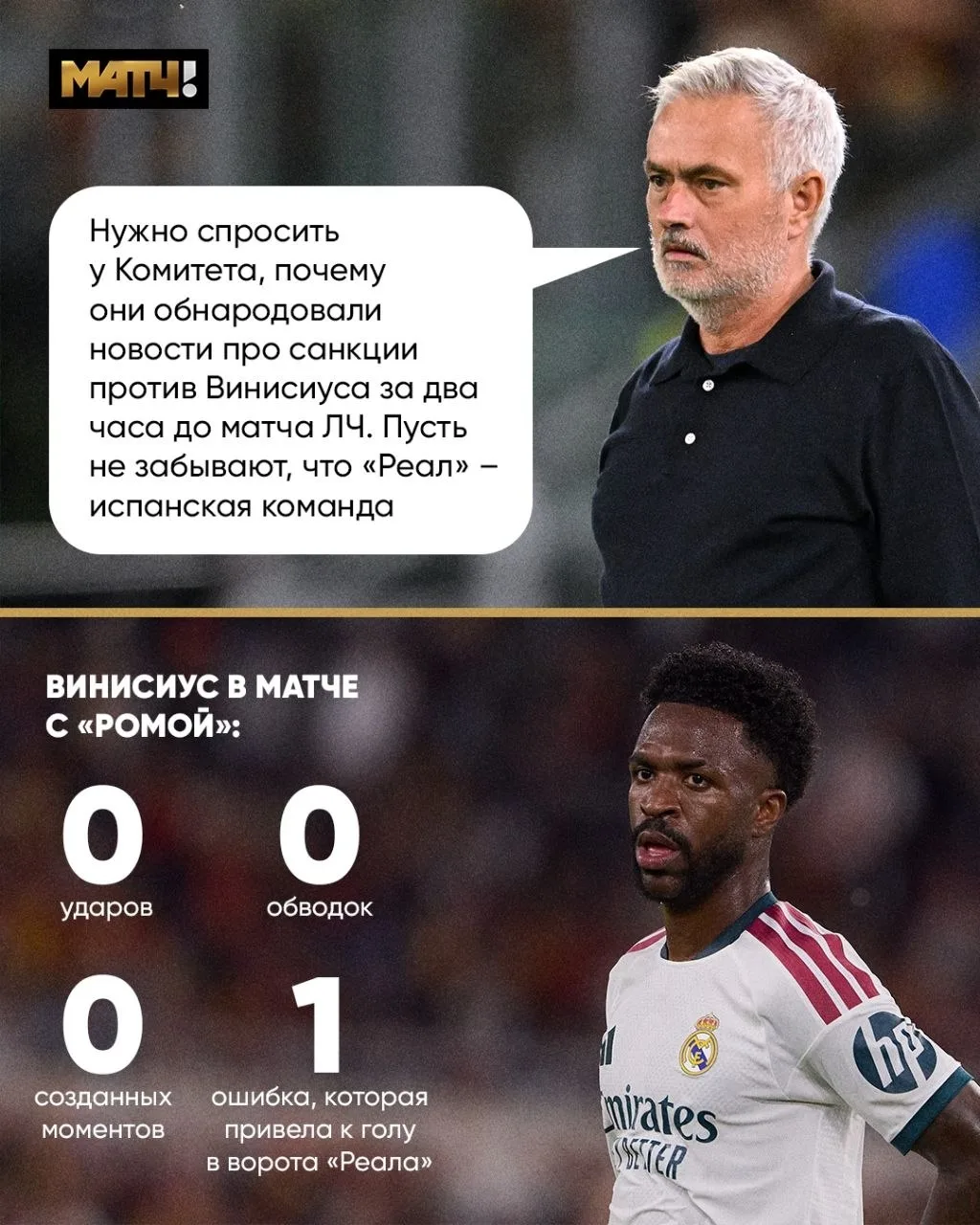 Будто заговор против Винисиуса. Жозе не верит в совпадения  🤷‍♂️