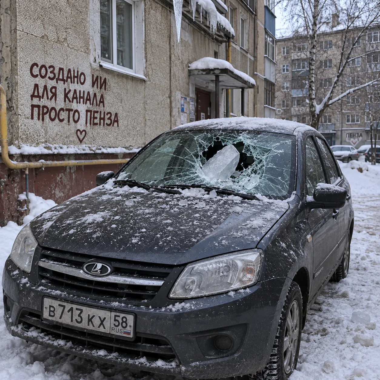 В Пензе суд обязал управляющую компанию выплатить 111 400 рублей за стекло машины, разб...