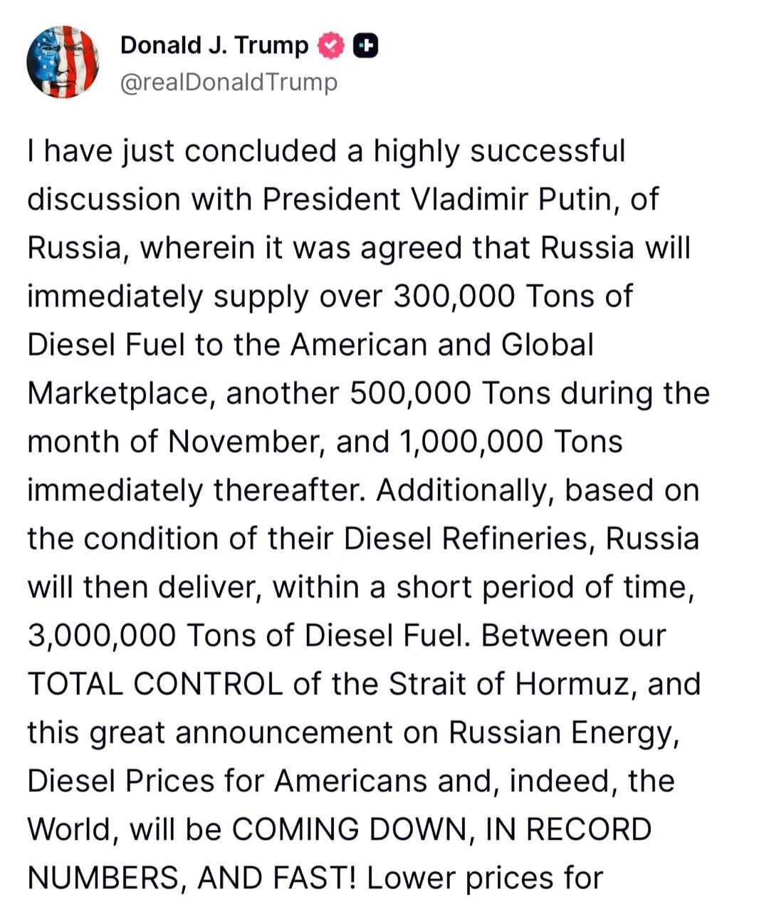 ❗️Минфин США по указанию президента Трампа немедленно выдает временную лицензию, разреш...