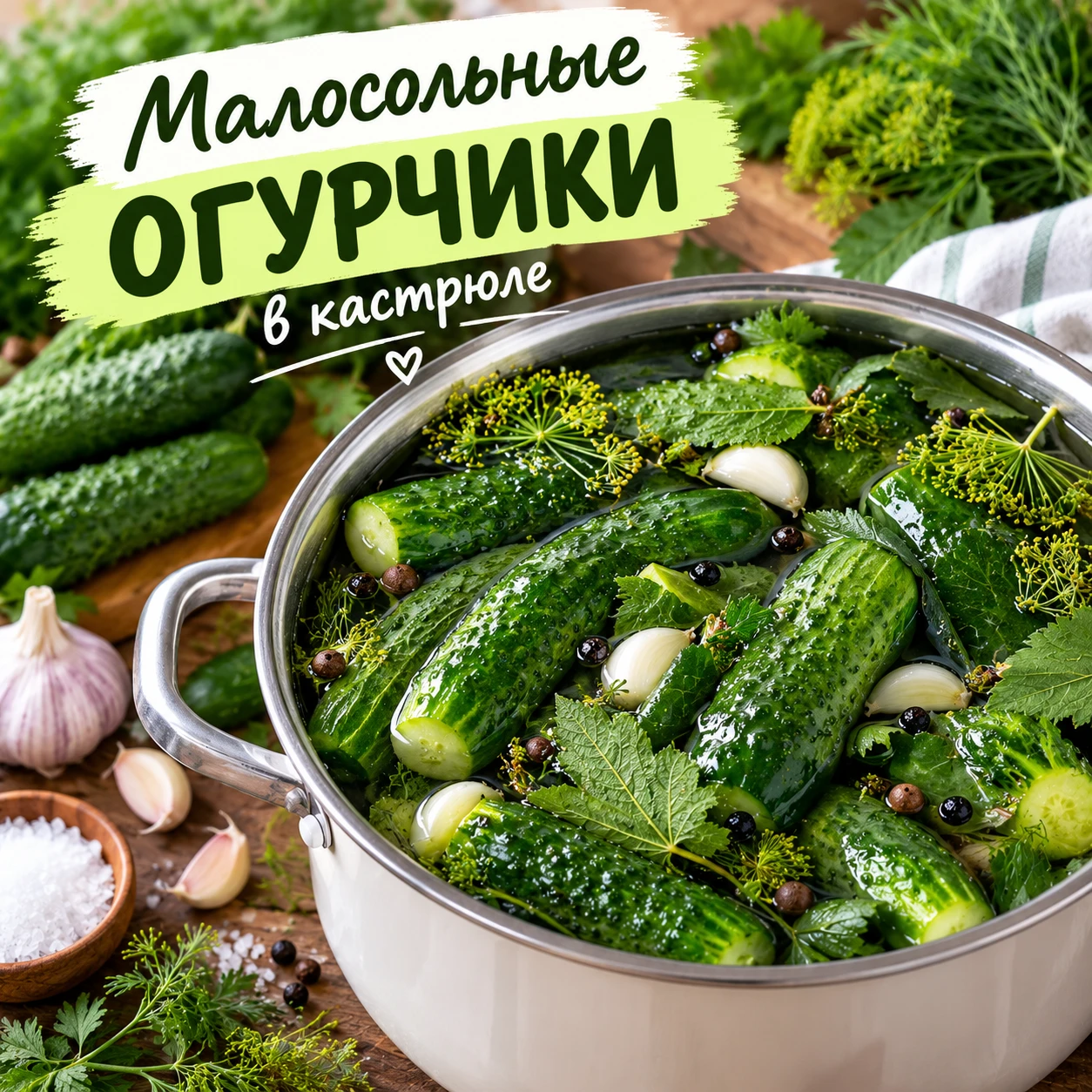 🥒 МАЛОСОЛЬНЫЕ ОГУРЧИКИ В КАСТРЮЛЕ 💚