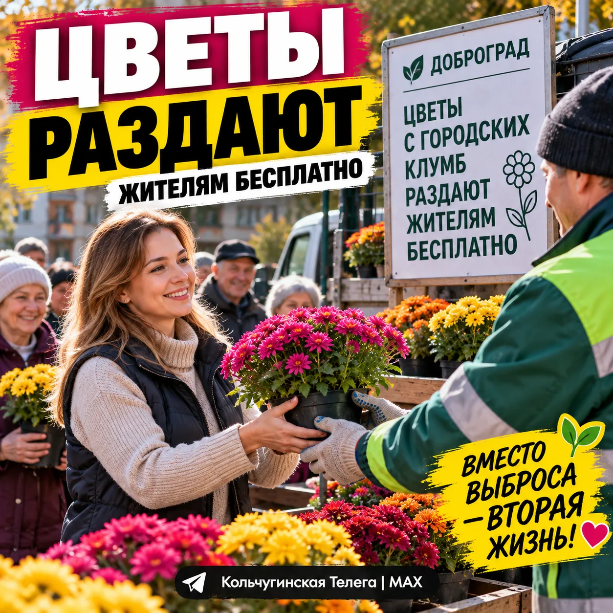 🌸 В Доброграде решили не выбрасывать цветы с городских клумб перед зимой, а бесплатно ...
