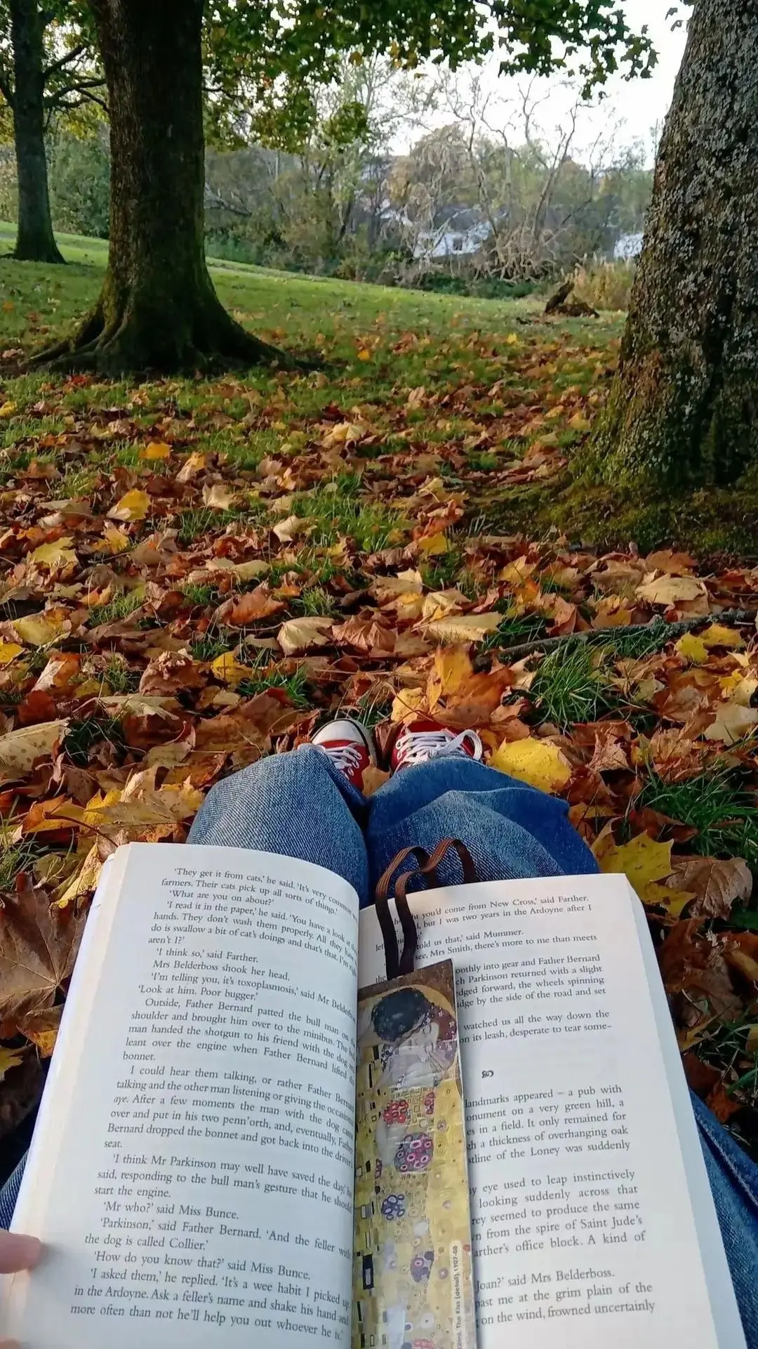🍁 Парк почти опустел, только ветер шуршит листвой, собирая её в золотистые кучи. Ты си...