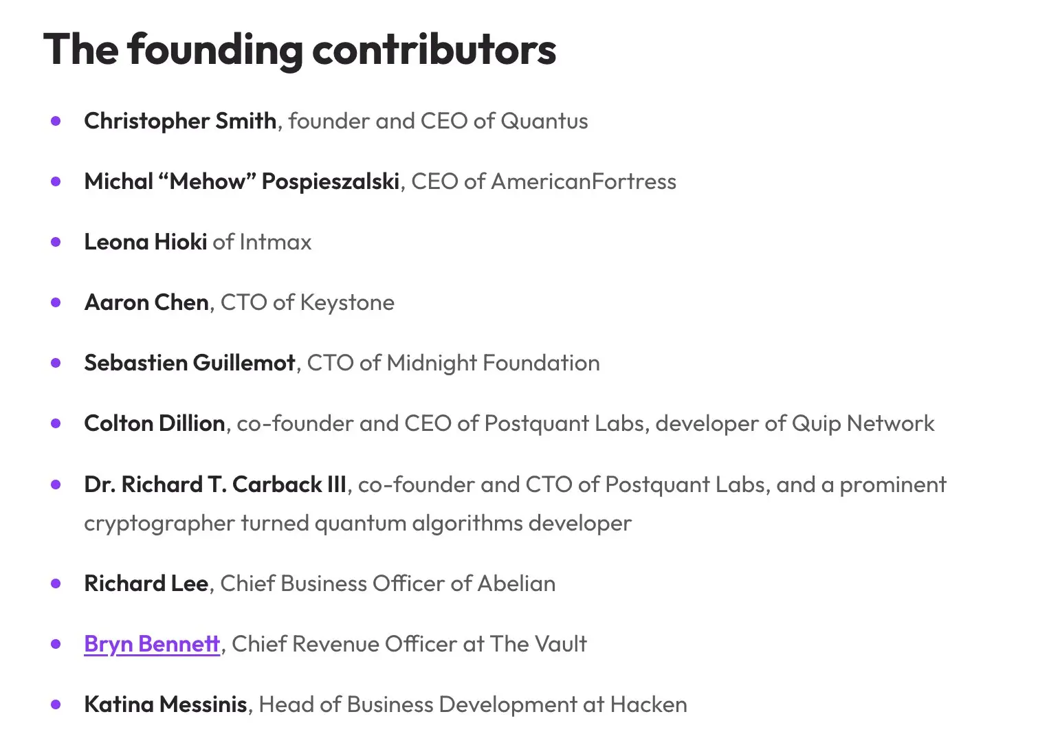 🛡 Девять криптокомпаний, включая Hacken, Keystone и Midnight Foundation, запустили Qua...