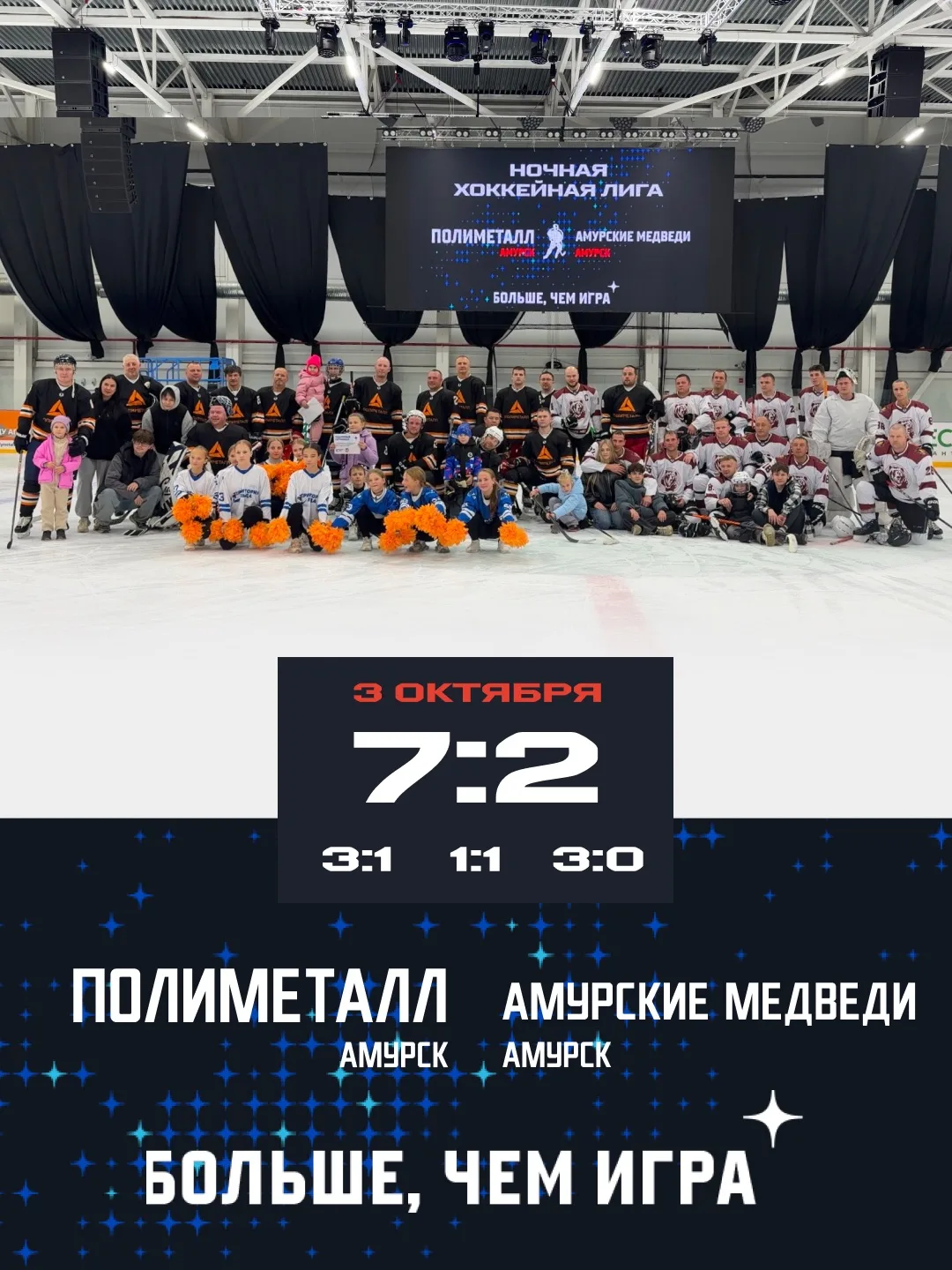 Итоги первого матча Ночной хоккейной лиги 🥅