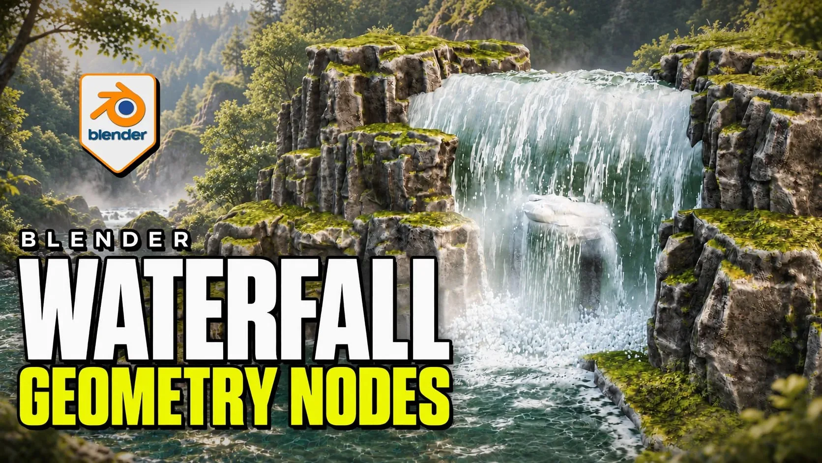 Advanced Waterfall Geometry Nodes for Blender — Water, Foam & Mist от 3D Tudor