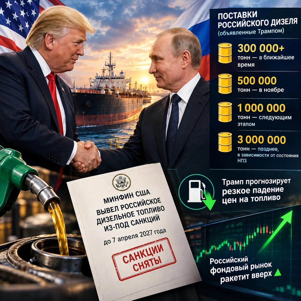 ⛽️ Трамп договорился с Путиным о поставках российского дизеля: США смягчают санкции