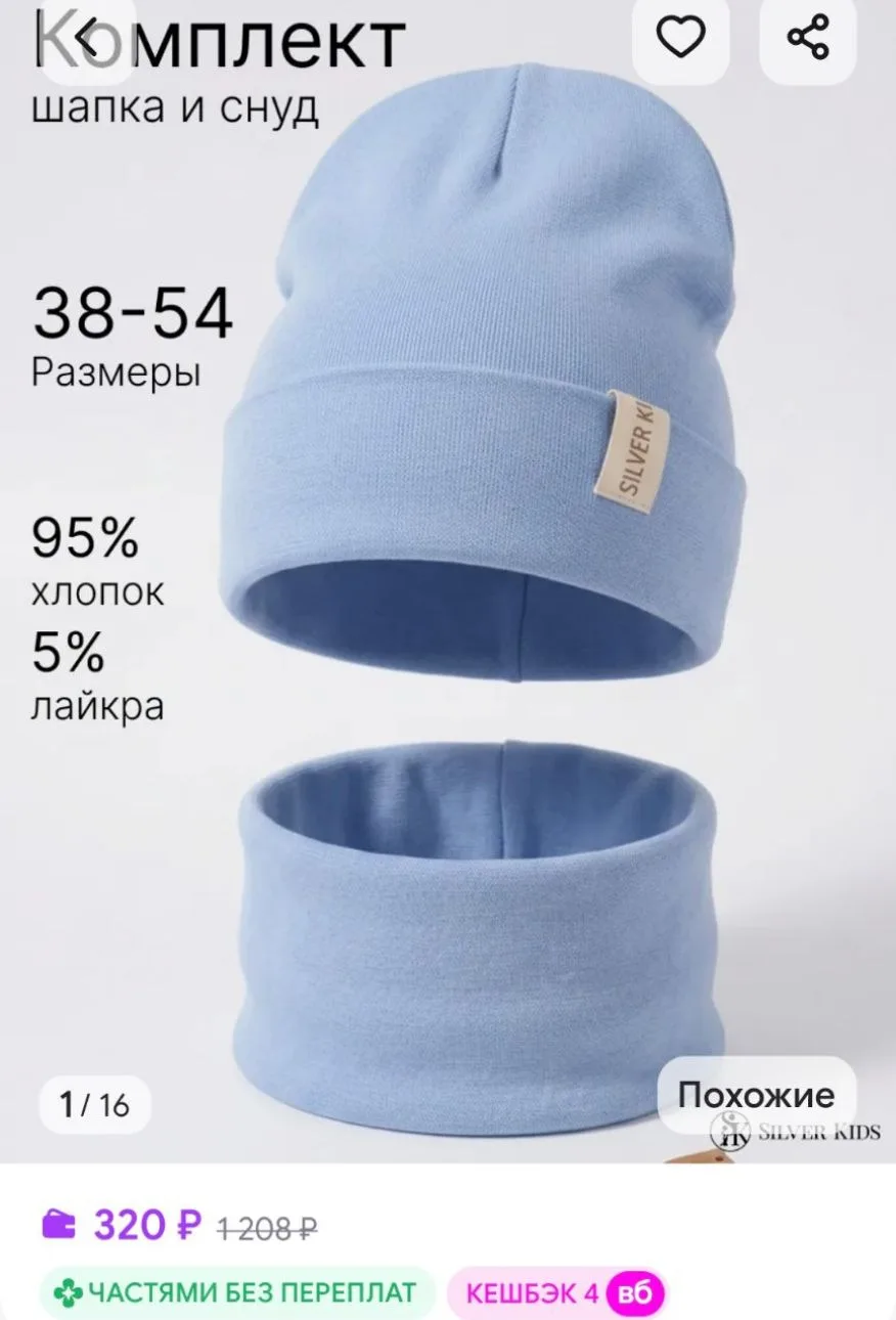 Шапка и снуд для мальчика Silver Kids
