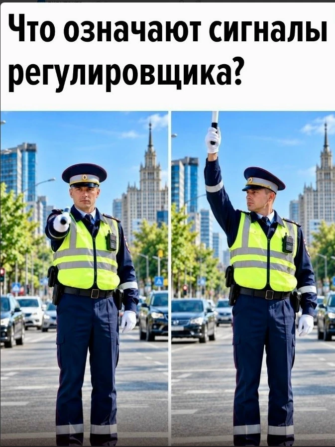 Регулировщика на перекрёстке встретишь нечасто, поэтому его жесты со временем легко заб...