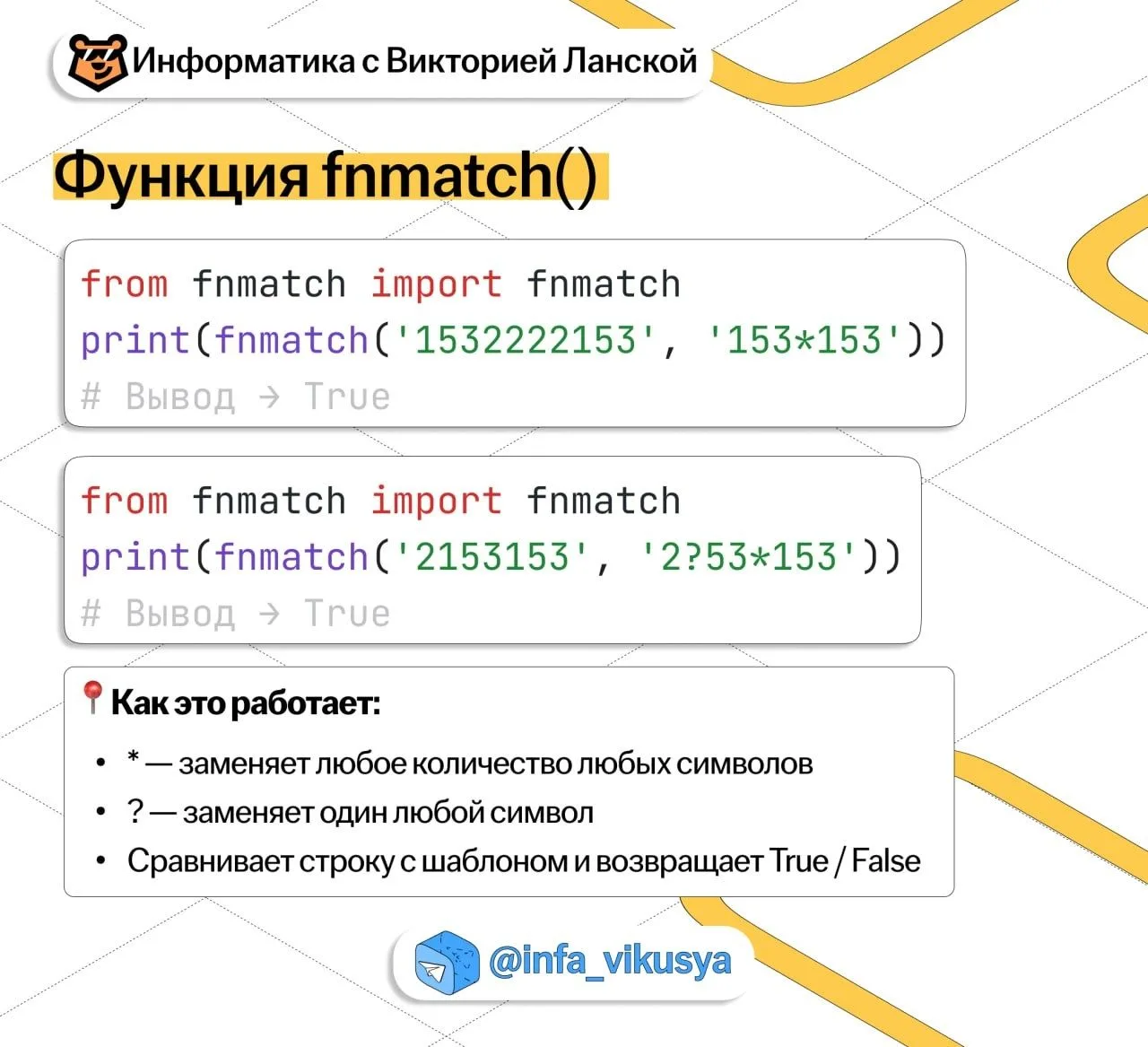Функция fnmatch()👋 Карточка от Вики Ланской