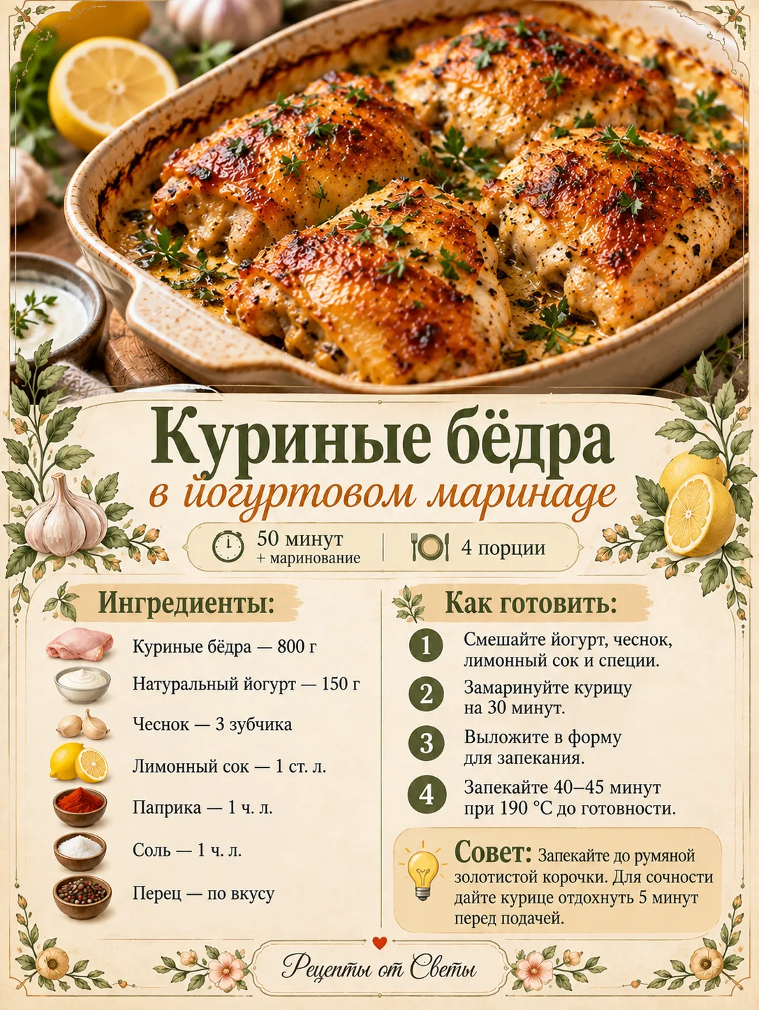 🍗 Румяные куриные бёдрышки с аппетитной корочкой, перед которыми трудно устоять!