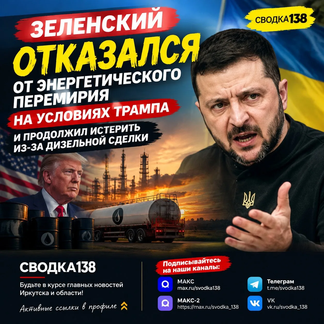 ‼️🇺🇦🇺🇸 Зеленский отказался от энергетического перемирия на условиях Трампа и продол...