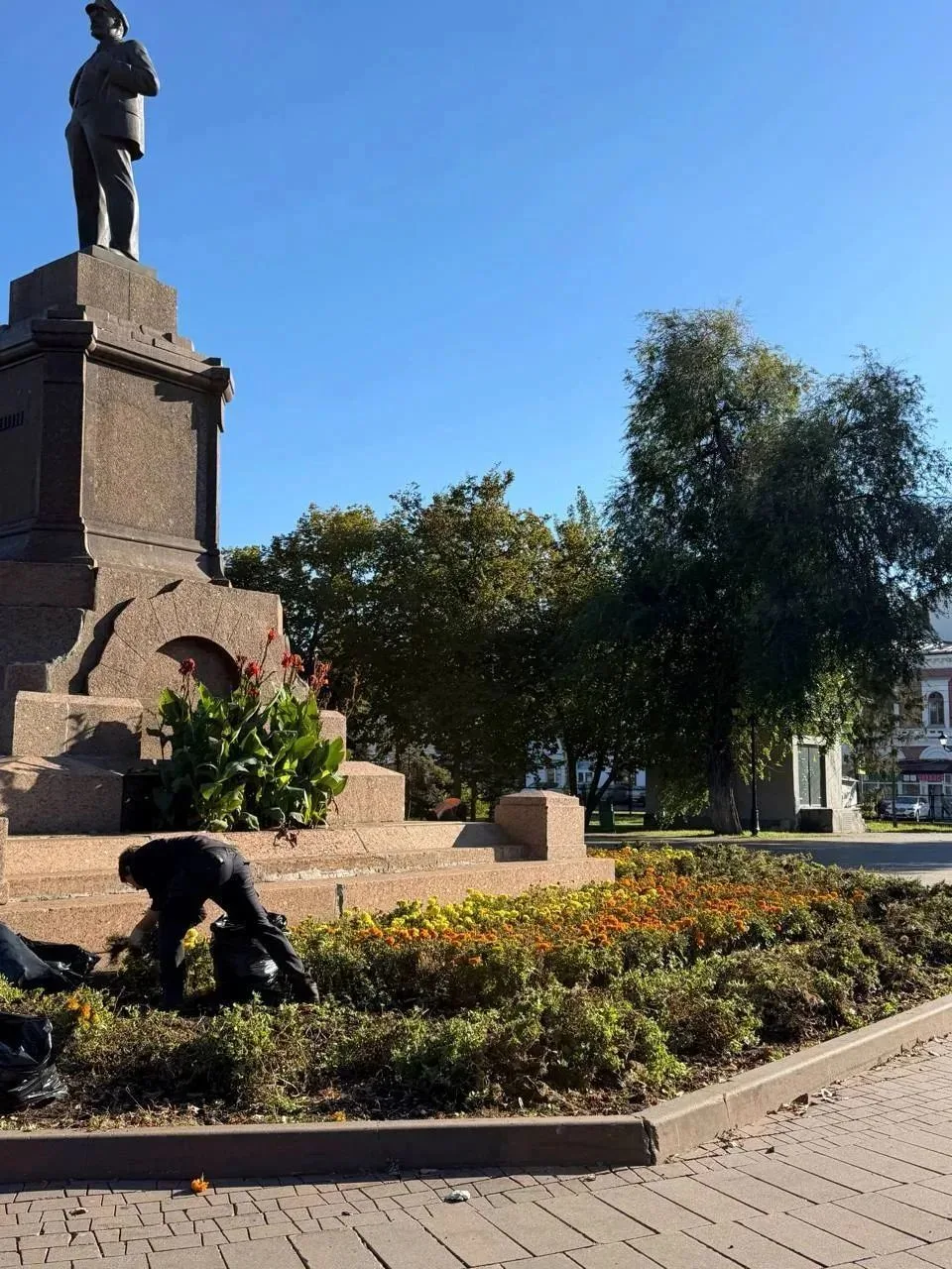 🌹 В Самаре на площади Революции убирают цветы