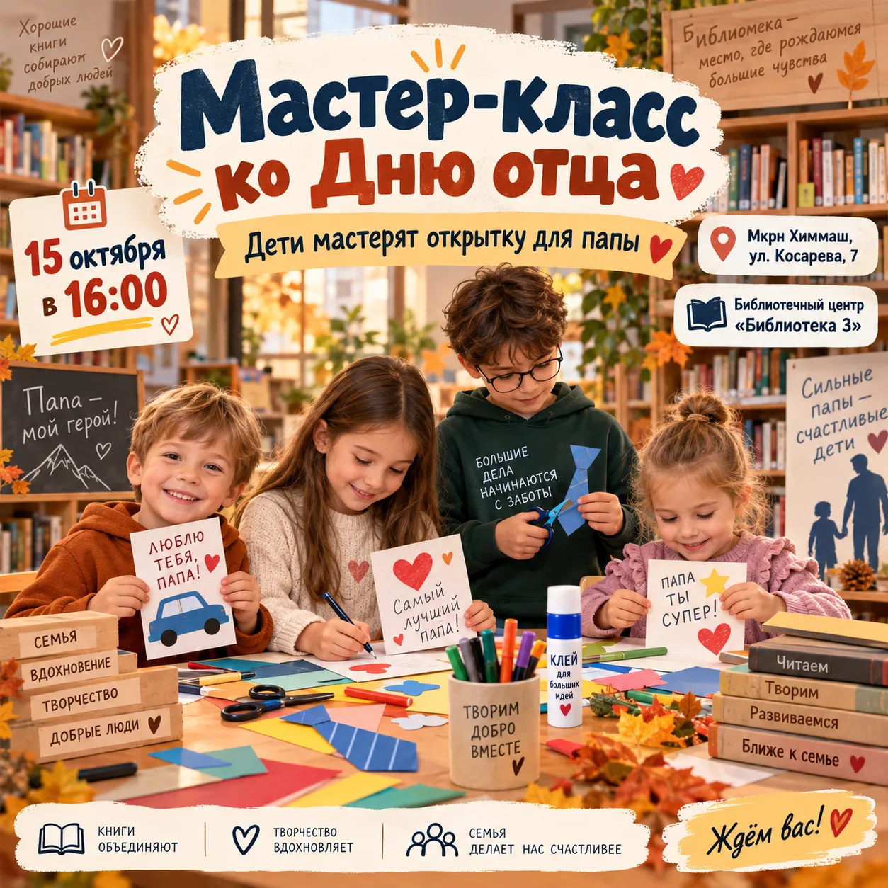 18 октября - День отца! Приглашаем Вас отметить этот день с ребенком и  смастерить ❤ по...