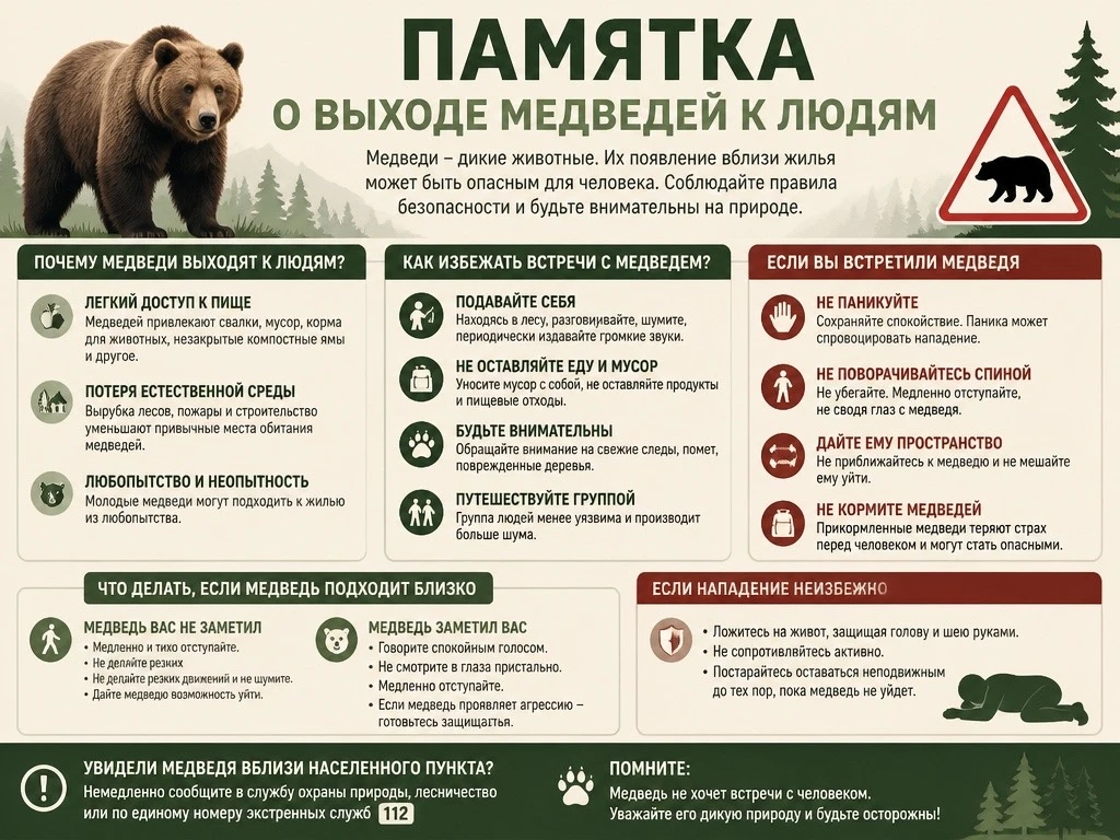 Кировчанам объяснили, как вести себя при встрече с медведем