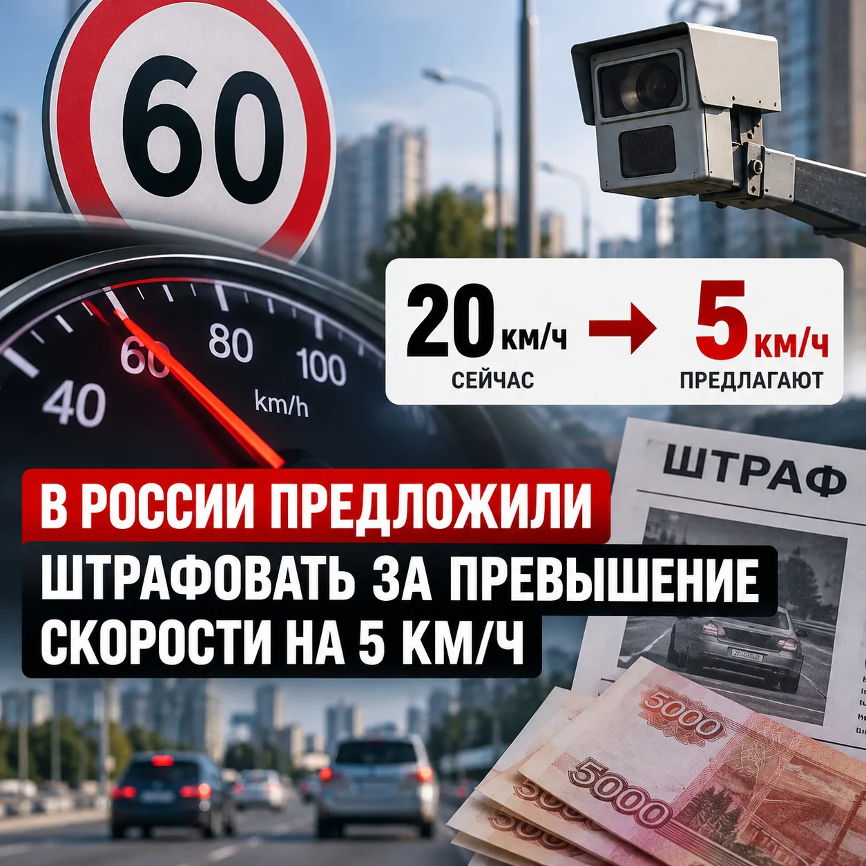 🚗 Тюменских водителей могут начать штрафовать за превышение скорости всего на 5 км/ч!