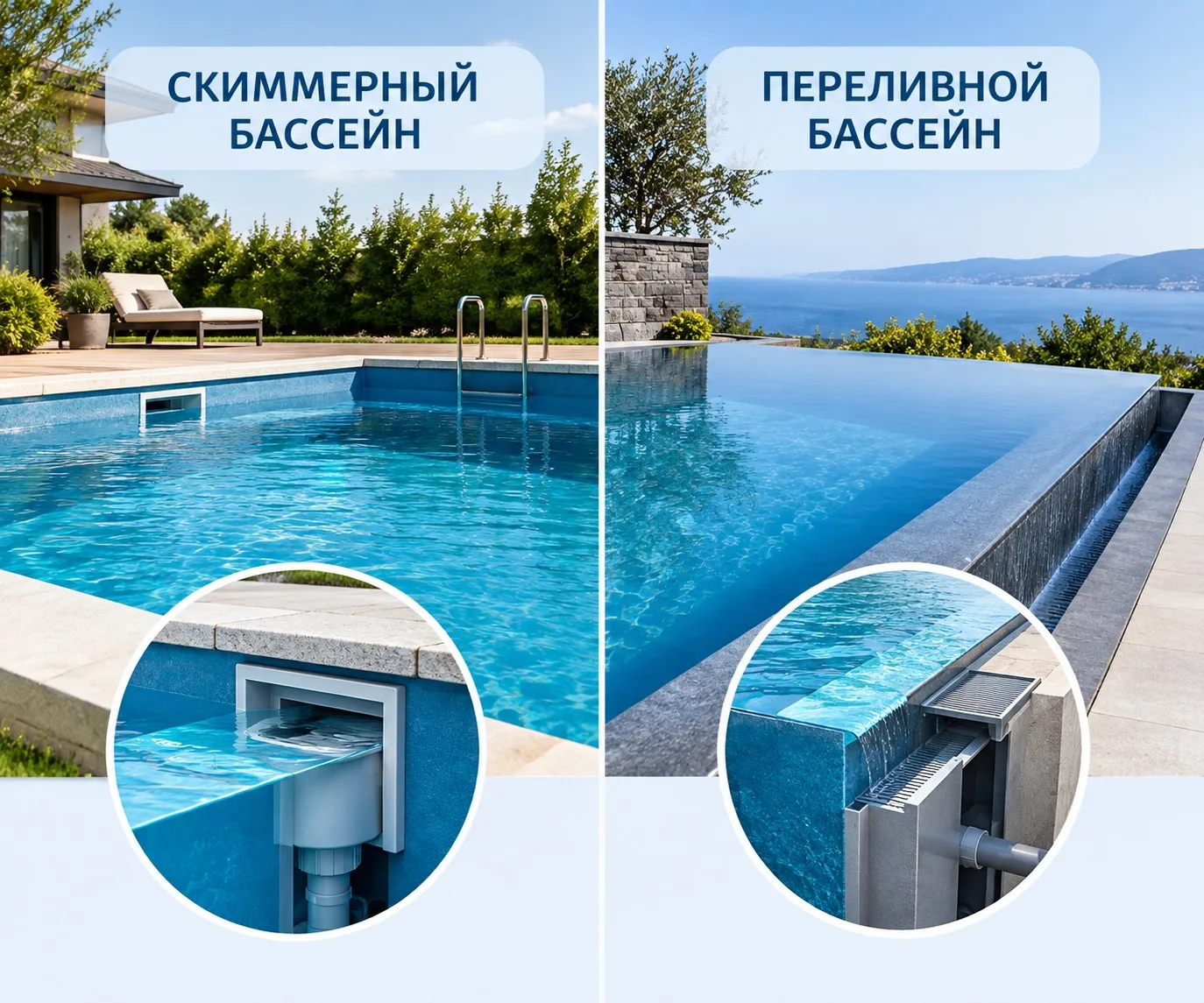 🏊‍♂️ СКИММЕРНЫЙ ИЛИ ПЕРЕЛИВНОЙ БАССЕЙН: ЧТО ВЫБРАТЬ ДЛЯ СВОЕГО УЧАСТКА?