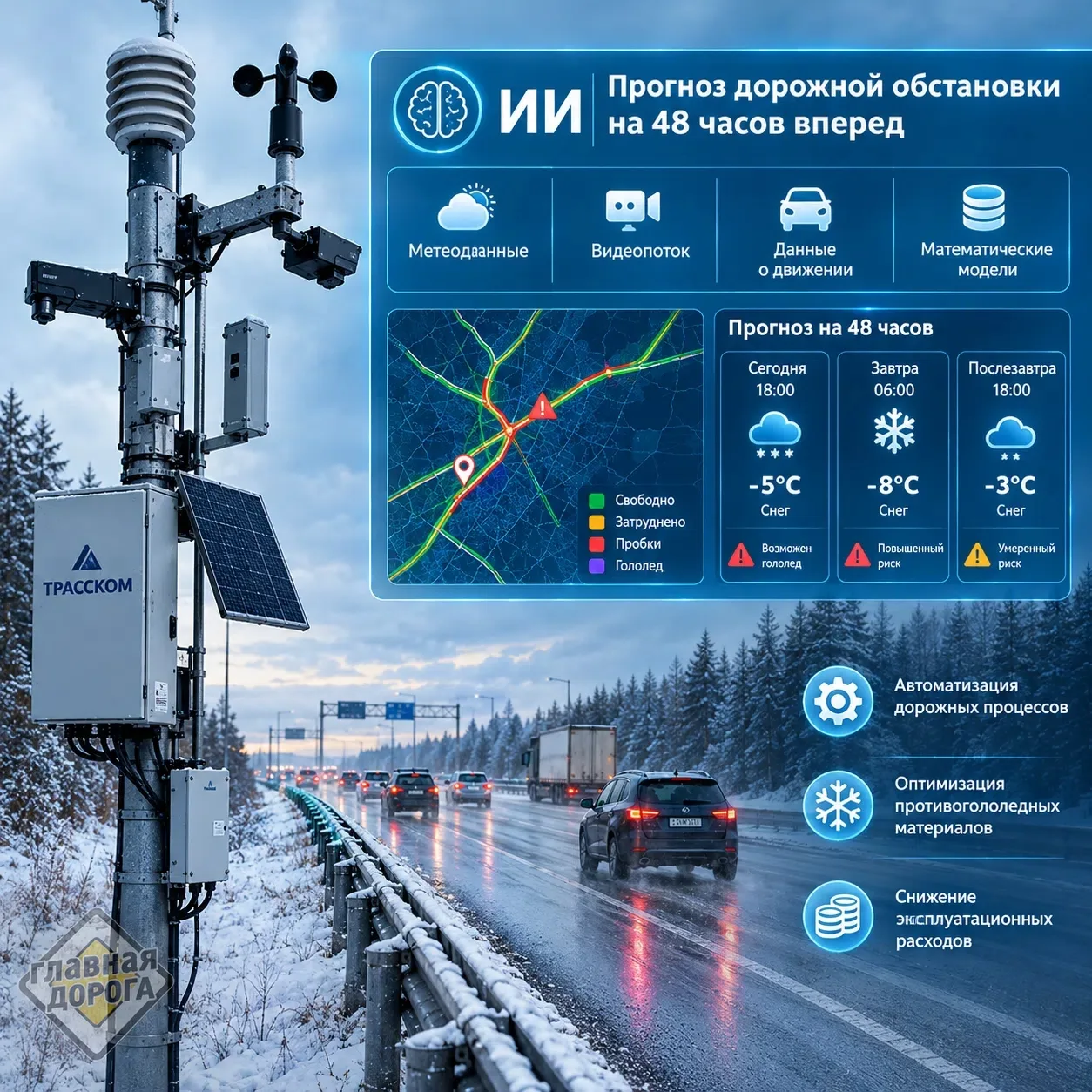 🤖 ИИ поможет прогнозировать дорожную обстановку на 48 часов вперед