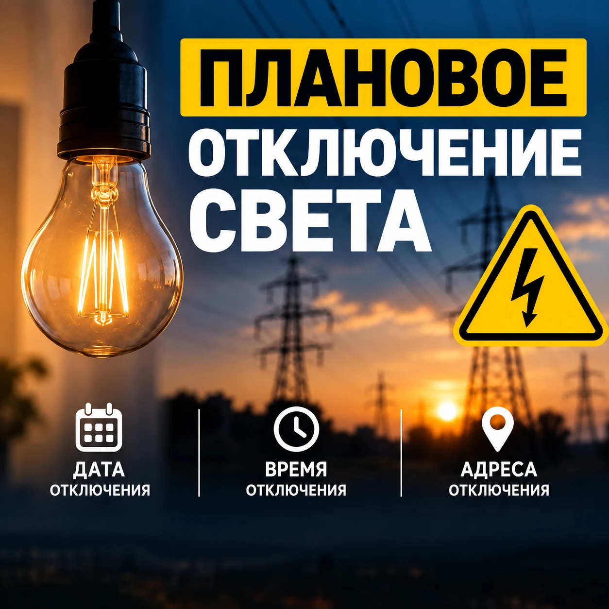 Плановые отключения электроэнергии 12.10.2026 г. по следующим адресам: