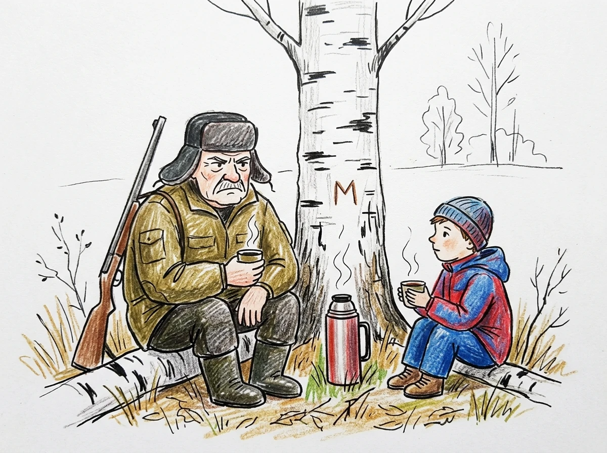 За Чёрным логом у нас берёза стоит. На ней, пониже развилки, вырезана буква «М». Теперь...