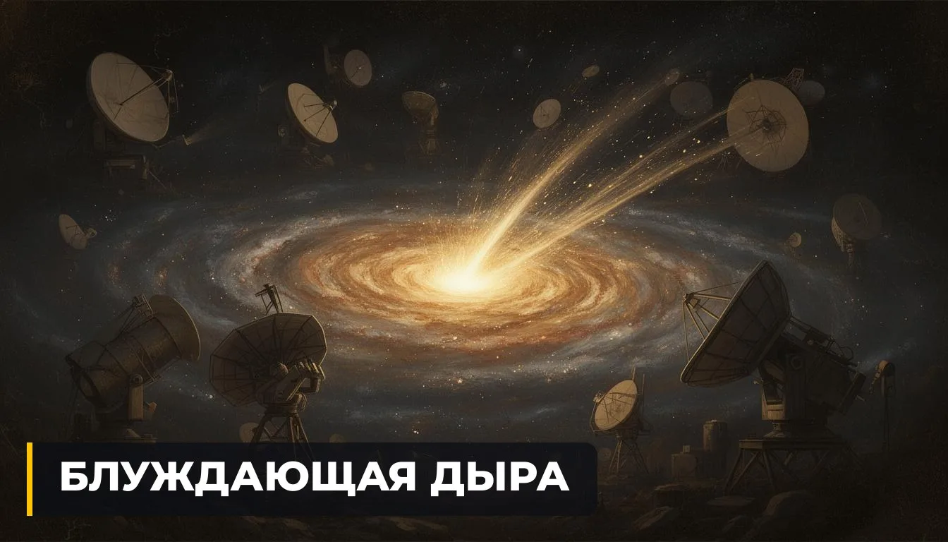 🌌 БЛУЖДАЮЩАЯ ЧЁРНАЯ ДЫРА ВЫДАЛА СЕБЯ РАЗОРВАННОЙ ЗВЕЗДОЙ