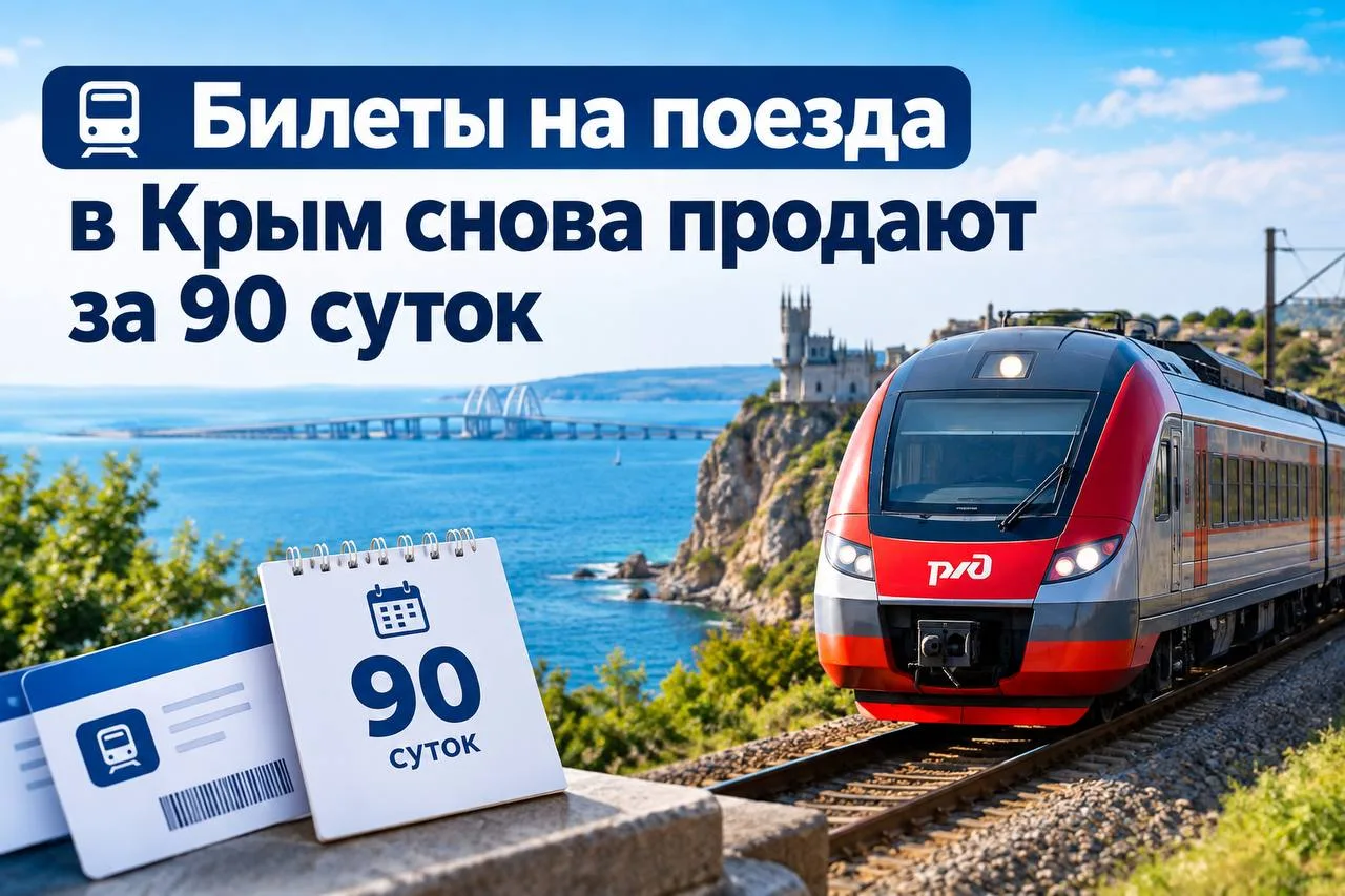 🚆 Билеты на поезда в Крым снова продают за 90 суток