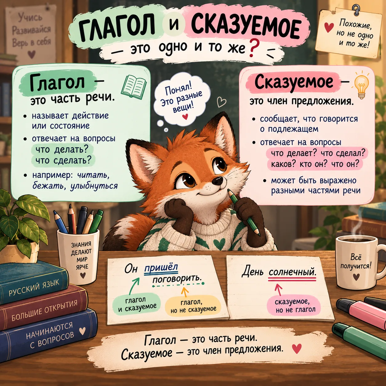 Глагол и сказуемое — это одно и то же? 🤔