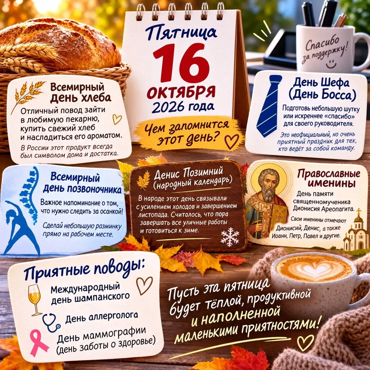 📅 Пятница, 16 октября 2026 года: чем запомнится этот день?