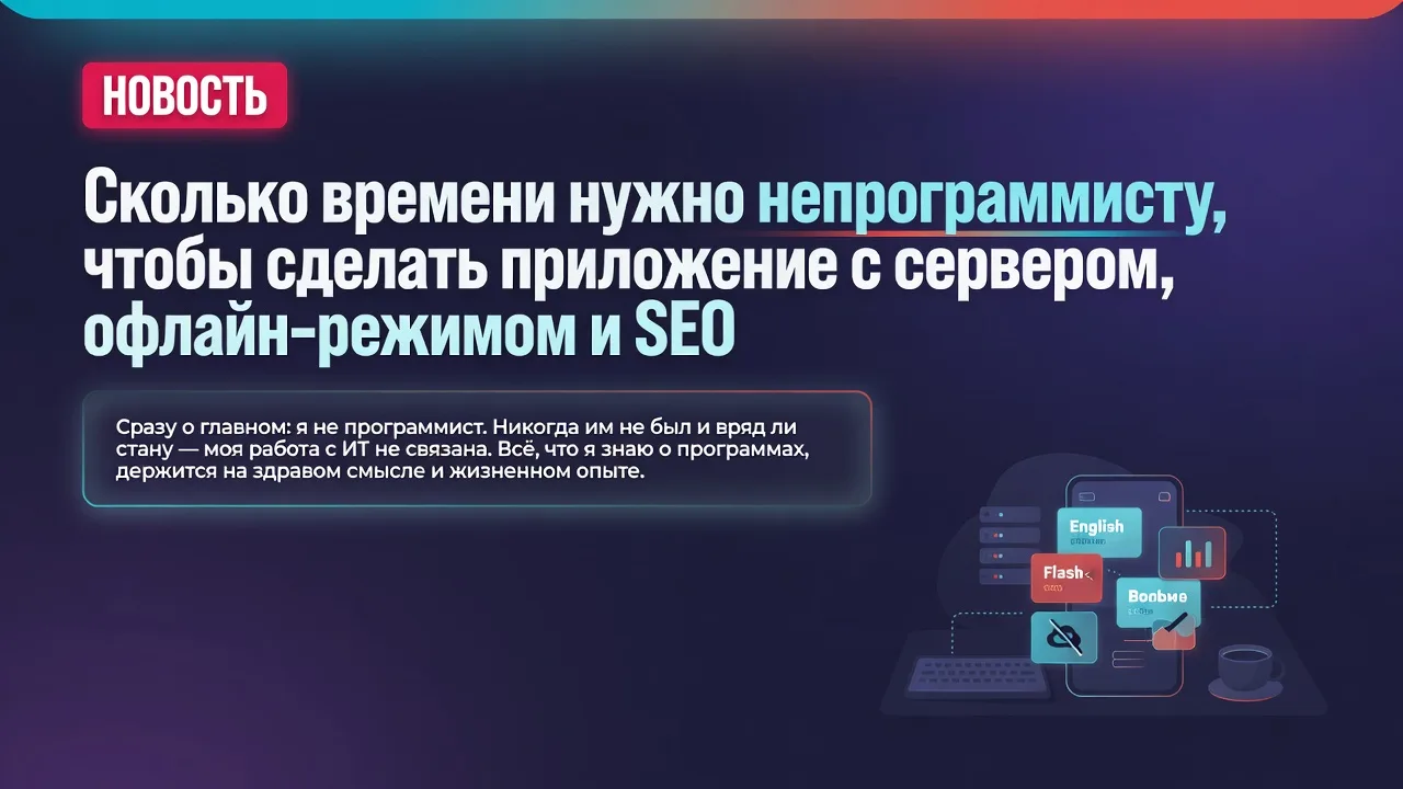 Сколько времени нужно непрограммисту, чтобы сделать приложение с сервером, офлайн‑режим...