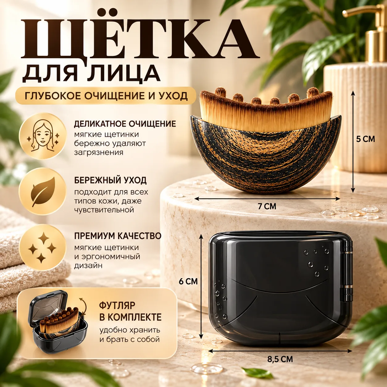 Щетка для сухого массажа лица