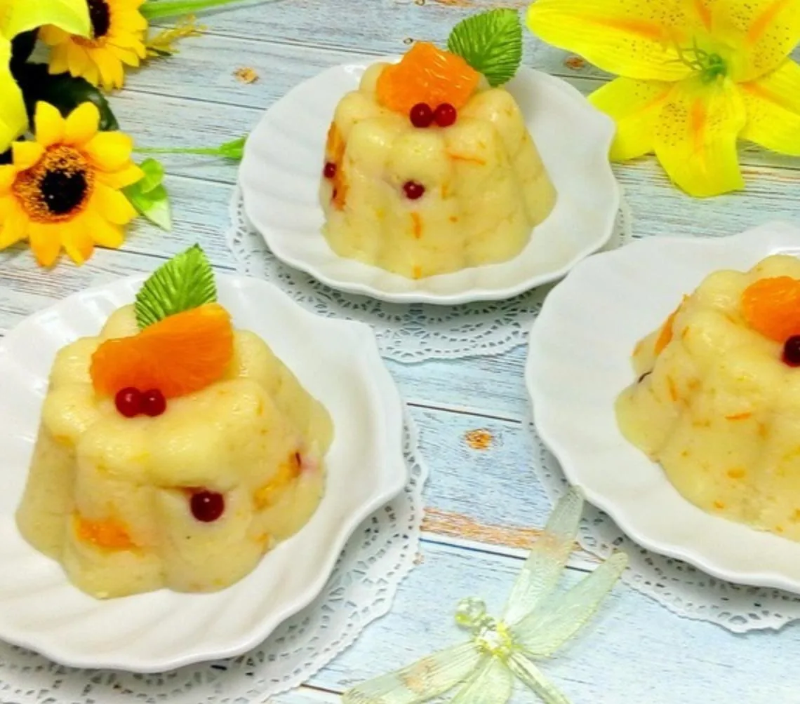 🍊 Манный пудинг с мандаринами и брусникой