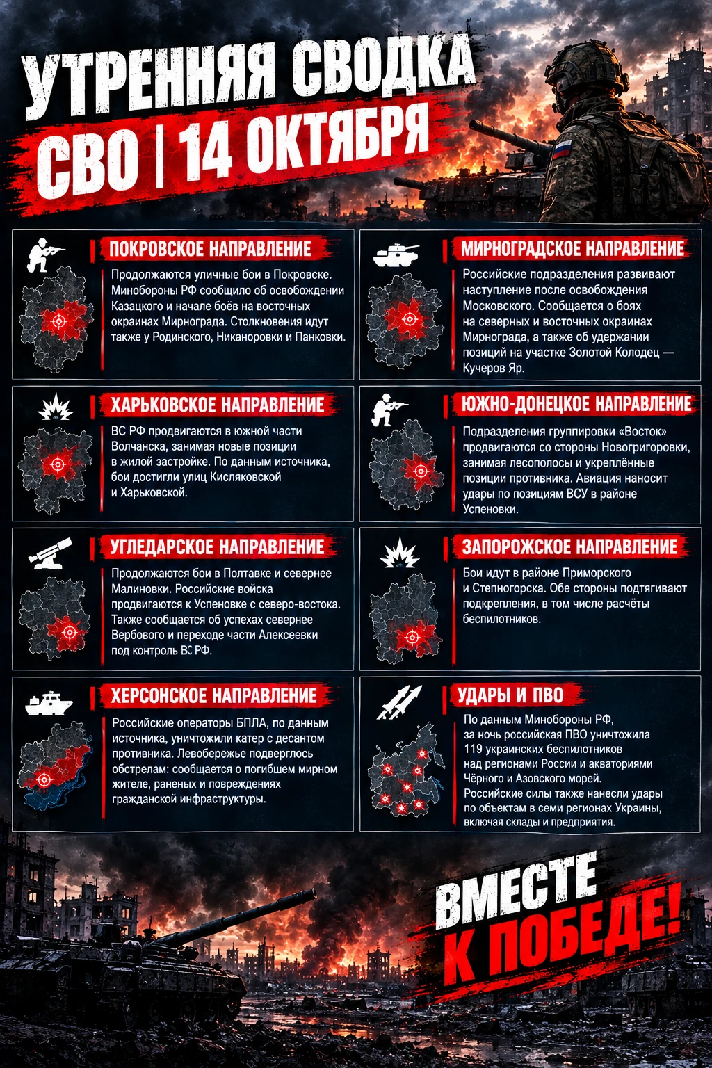 Утренняя сводка СВО | 14 октября